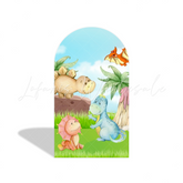 Cute Dinosaur Cartoon Theme Happy Birthday Party Arch Backdrop Wall Cloth Cover
